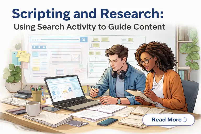 Scripting and Research Using Search Activity to Guide Content