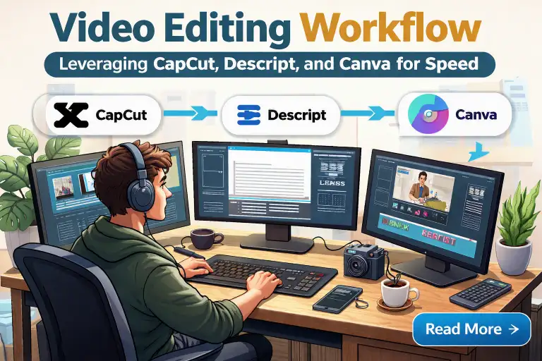 Video Editing Workflow Leveraging Cap Cut, Descript, and Canva for Speed